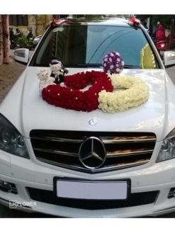 trang trí xe hoa màu trắng