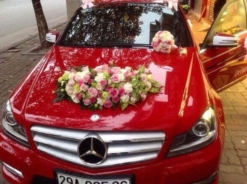 trang trí xe hoa màu đỏ