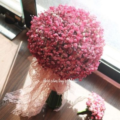 hoa cưới cầm tay baby hồng