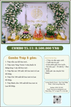 Combo 5 tráp ăn hỏi kết hoa tươi 11