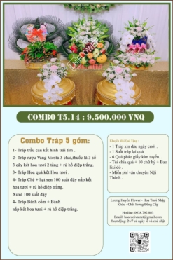 Combo 5 tráp ăn hỏi kết hoa tươi 14
