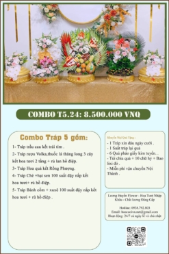Combo 5 tráp ăn hỏi Rồng Phượng 24