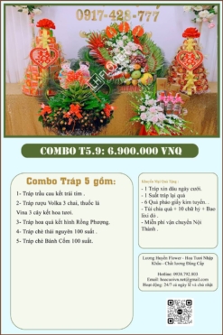 Combo 5 tráp ăn hỏi Rồng Phượng 9