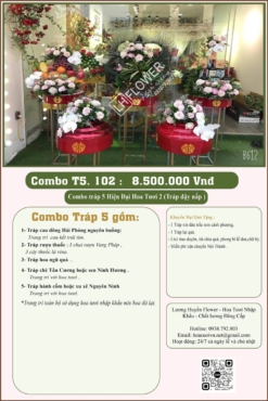 Combo 5 tráp ăn hỏi Hiện Đại kết hoa tươi 102