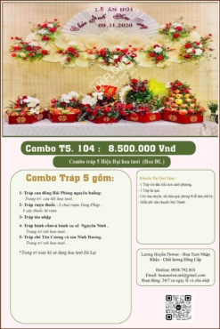 Combo 5 tráp ăn hỏi hiện đại kết hoa tươi 104