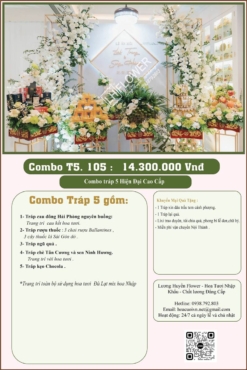 Combo 5 tráp ăn hỏi hiện đại - Cao cấp - Kết hoa tươi 105