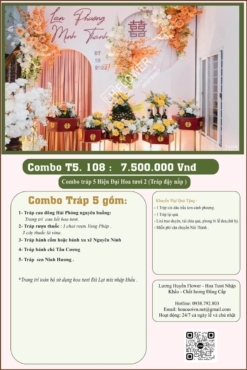 Combo 5 tráp ăn hỏi hiện đại kết hoa tươi 108