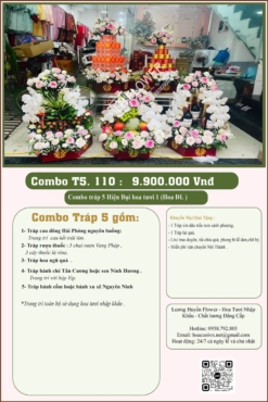 Combo 5 tráp ăn hỏi hiện đại kết hoa tươi 110