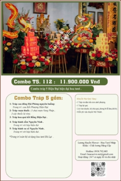 Combo 5 tráp ăn hỏi Rồng Phượng hiện đại kết hoa tươi 112
