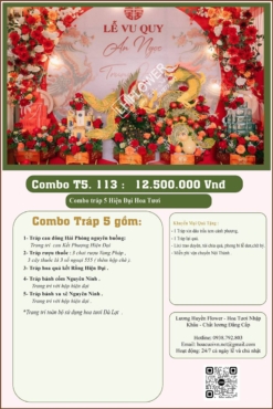 Combo 5 tráp ăn hỏi Rồng Phượng hiện đại kết hoa tươi 113
