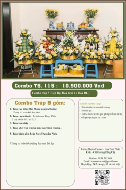 Combo 5 tráp ăn hỏi hiện đại kết hoa tươi 115
