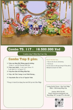 Combo 5 tráp ăn hỏi Rồng Phượng hiện đại kết hoa tươi 117