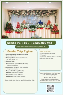 Combo 7 tráp ăn hỏi hiện đại hoa tươi 119