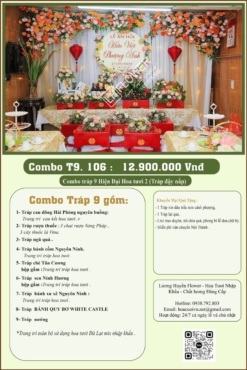 Combo 9 tráp ăn hỏi hiện đại kết hoa tươi 106