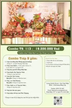 Combo 9 tráp ăn hỏi Rồng Phượng hiện đại kết hoa tươi 113
