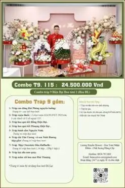 Combo 9 tráp ăn hỏi Rồng Phượng hiện đại kết hoa tươi 115