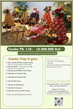 Combo 9 tráp ăn hỏi Rồng Phượng hiện đại kết hoa tươi 116