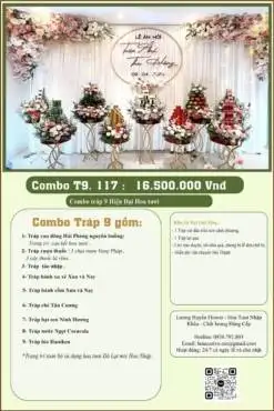 Combo 9 tráp ăn hỏi hiện đại kết hoa tươi 117