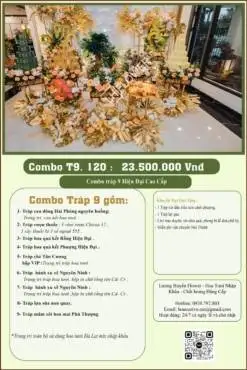 Combo 9 tráp ăn hỏi Rồng Phượng hiện đại kết hoa tươi 120